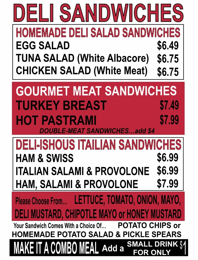 I Love Bagels Deli Sandwiches Menu